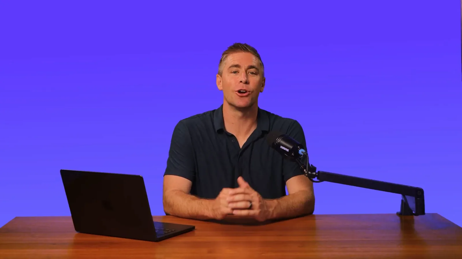 Eric Presnall presenting at his studio desk